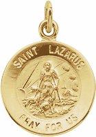 14k yellow 12 mm round st. lazarus medal