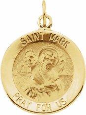 14k yellow 15 mm round st. mark medal