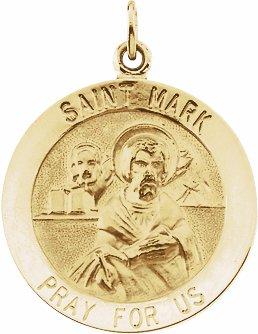 14k yellow 18 mm round st. mark medal