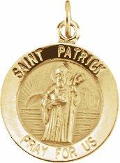 14k yellow 15 mm round st. patrick medal