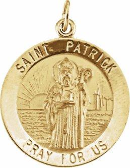 14k yellow 12 mm round st. patrick medal