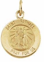 14k yellow 12 mm round st. raphael medal