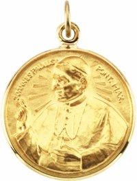 14k yellow 15 mm round pope john paul ii medal 