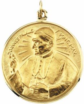 14k yellow 25 mm round pope john paul ii medal 