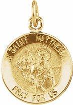 14k yellow 12 mm round st. matthew medal