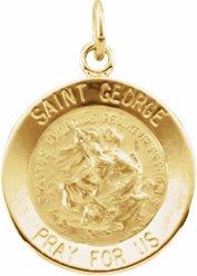 14k yellow 15 mm round st. george medal