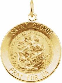 14k yellow 18 mm round st. george medal