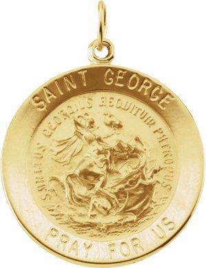14k yellow 25 mm round st. george medal