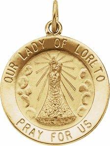 14k yellow 22 mm our lady of loreto medal