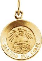 14k yellow 12 mm round caridad del cobre medal