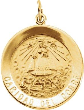 14k yellow 25 mm round caridad del cobre medal