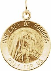 14k yellow 12 mm our lady of sorrows medal