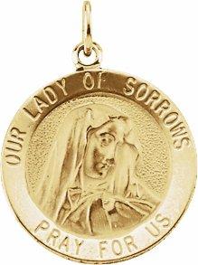14k yellow 18 mm our lady of sorrows medal