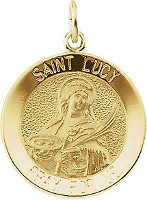 14k yellow 14.5 mm round st. lucy medal