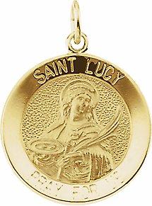 14k yellow 18 mm round st. lucy medal