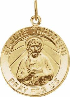 14k yellow 18 mm st. jude medal