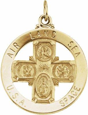 14k yellow 25 mm st. christopher four-way medal