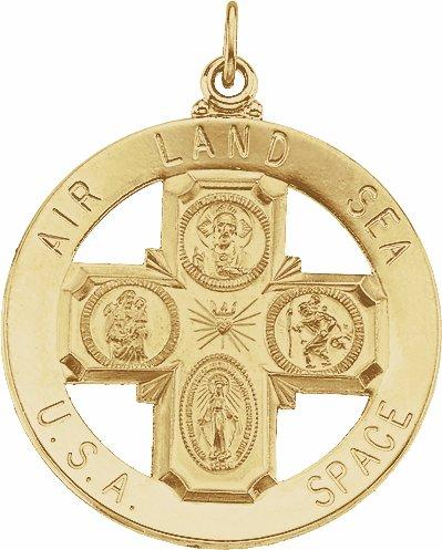 14k yellow 33 mm st. christopher four-way medal