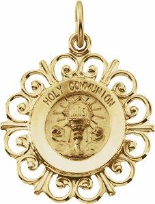 14k yellow 20x18.5 mm holy communion medal