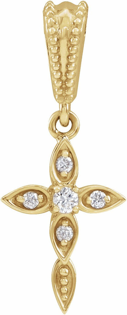14k yellow .03 ctw diamond petite vintage-inspired cross pendant