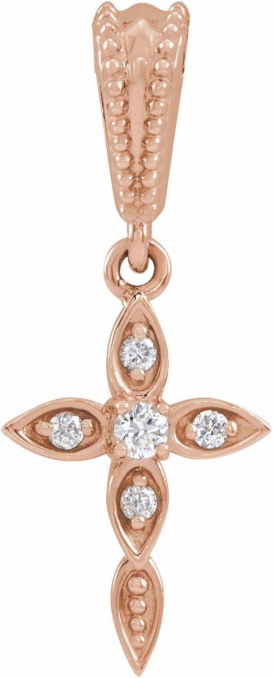 14k rose .03 ctw diamond petite vintage-inspired cross pendant