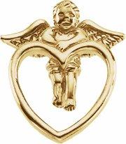 14k yellow 16.5x14.5 mm cherub lapel pin