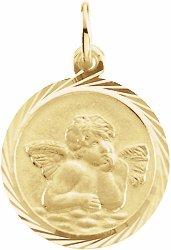 14k yellow 14 mm angel medal 