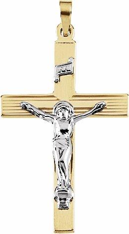 14k yellow & white 32x21 mm crucifix pendant