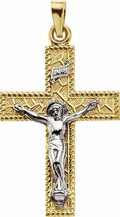 14k yellow & white 29x20 mm crucifix pendant