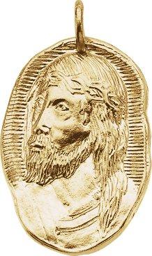 14k yellow 26x18 mm face of jesus pendant