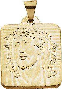 14k yellow 18.5x17 mm face of jesus pendant