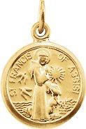 14k yellow 10.15x12 mm st. francis of assisi medal