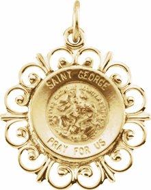 14k yellow 18 mm round st. george medal