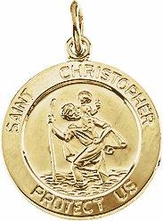 14k yellow 15 mm st. christopher medal