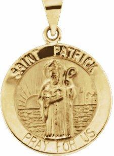 14k yellow 18 mm hollow round st. patrick medal