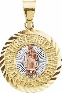 14k yellow & rose 15 mm first holy communion medal 