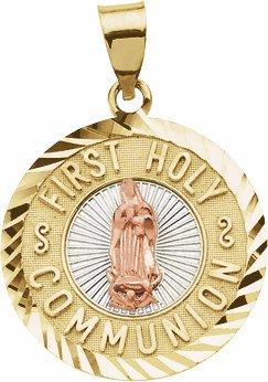 14k yellow & rose 18 mm first holy communion medal