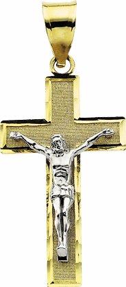 14k yellow/white 26.5x15.25 mm crucifix pendant