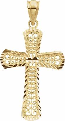 14k yellow 26.5x18 mm cross pendant