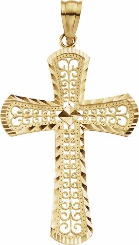 14k yellow 33x22.5 mm cross pendant