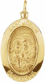 14k yellow 19x13.5 mm st. joseph oval medal 