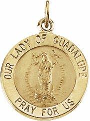 14k yellow 15 mm round our lady of guadalupe medal