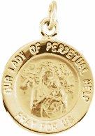 14k yellow 12 mm round our lady of perpetual help medal