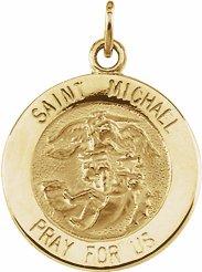 14k yellow 15 mm st. michael medal