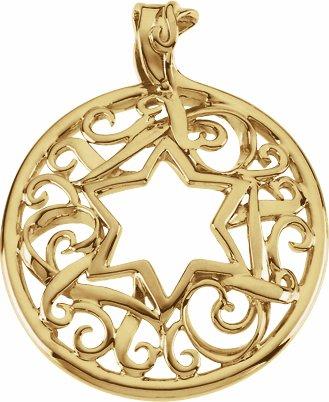 14k yellow 34x27.5 mm star of david pendant 