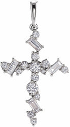 sterling silver 3/8 ctw diamond scattered cross pendant