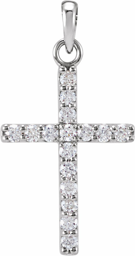 14k white 1/4 ctw diamond cross pendant