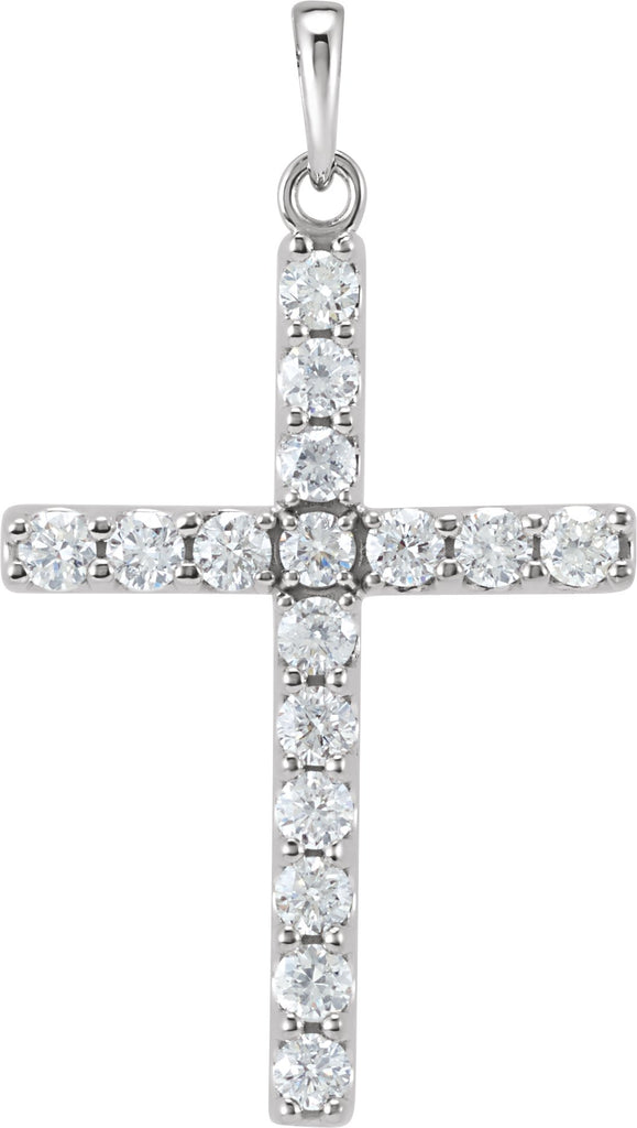 14k white 1 ctw diamond cross pendant