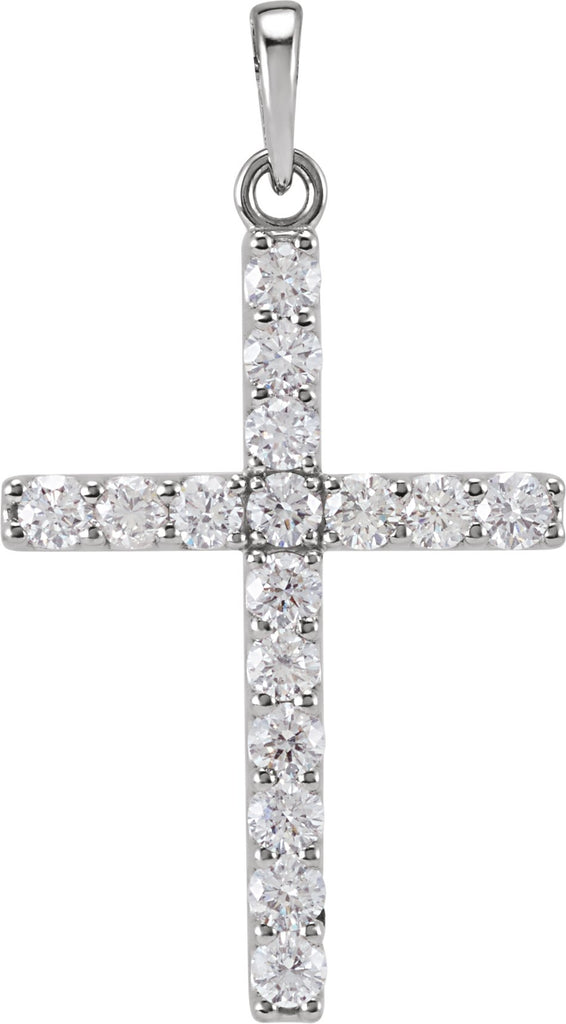 14k white 3/4 ctw diamond cross pendant