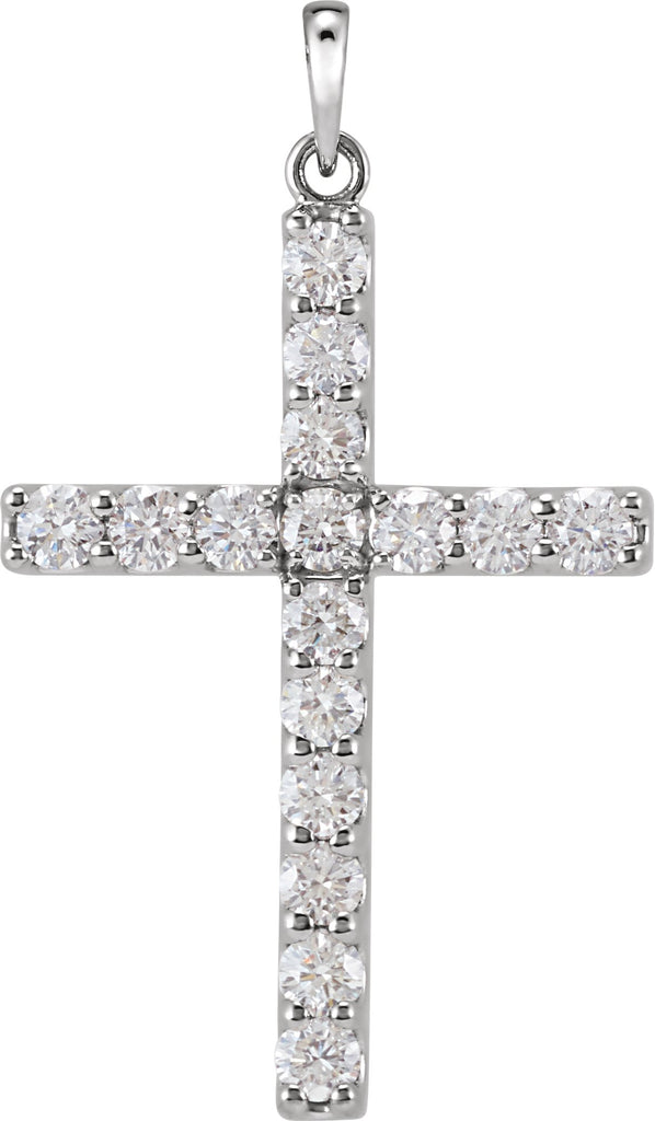 14k white 1/3 ctw diamond cross pendant